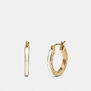 NWT Coach White Enamel Hoop Earrings